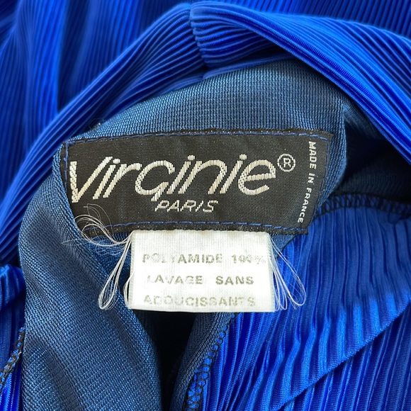 Virginie Paris Vintage 1980'S Long Sleeve Dress Blue - Picture 9 of 13